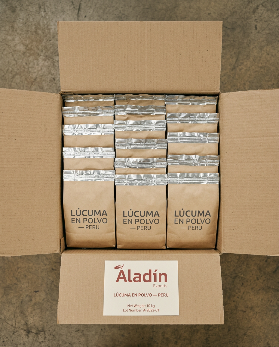 Lucuma product specimen 2 — powder colour and texture assessment, export grade